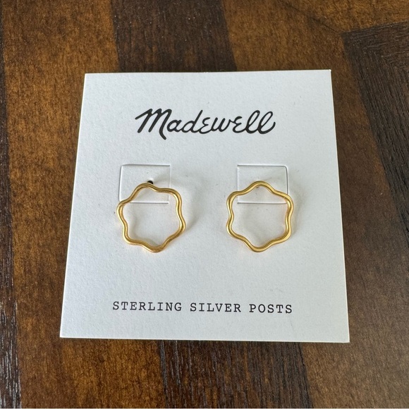 NWT! Madewell Gold Geometric Stud Earrings - Super Light Weight - Picture 1 of 3